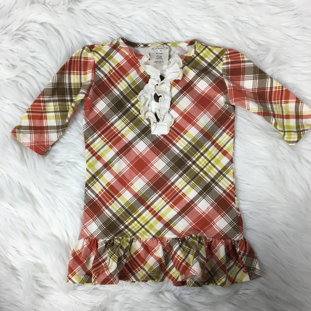 Persnickety 3T fall top plaid Ruffle front shirt