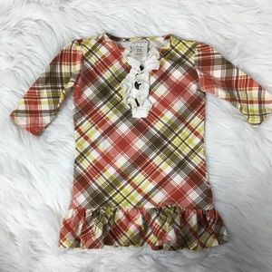 Persnickety 3T fall top plaid Ruffle front shirt