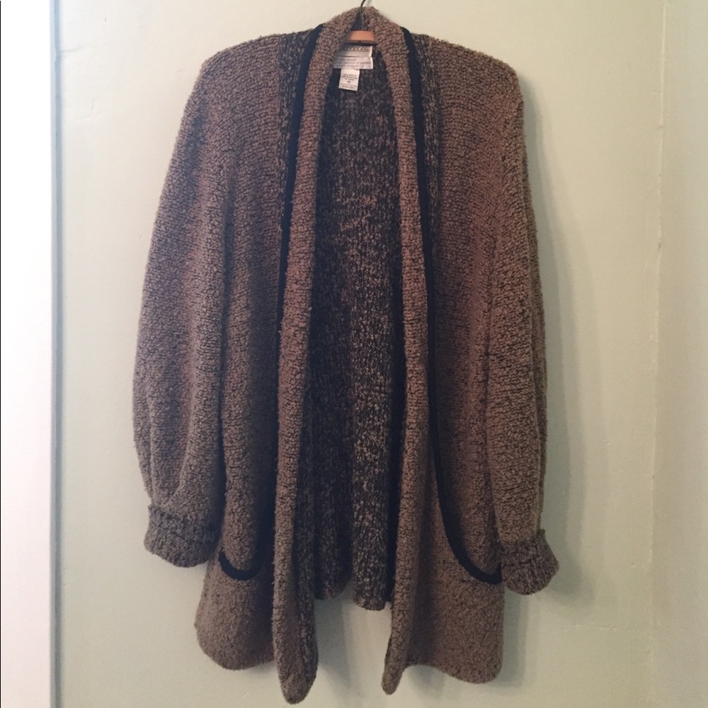 Vintage Popcorn Knit Open Shawl Cardigan M