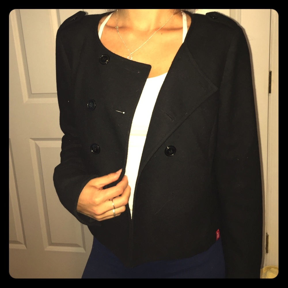 Short black peacoat