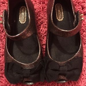 Mini Melissa Bow/Black/ Glitter Mary Jane size 7