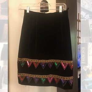 Escada vintage velvet embellished pencil skirt