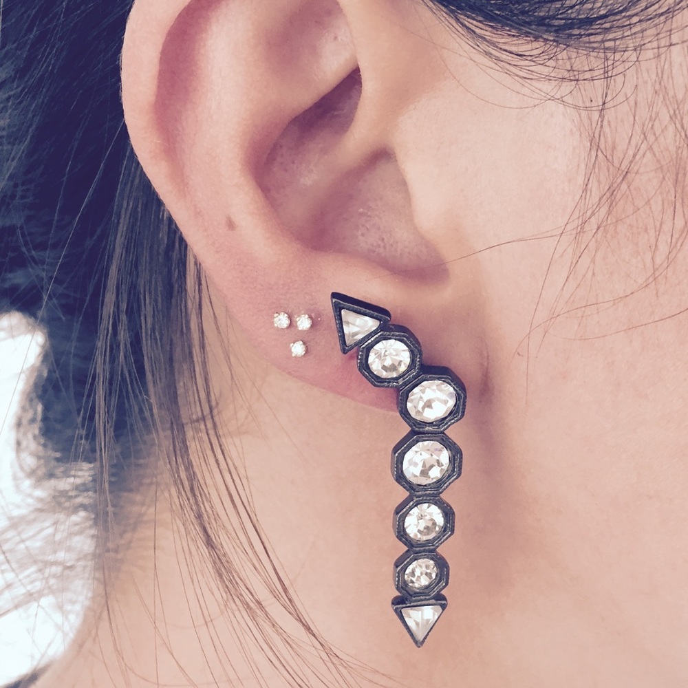 Cubic Zirconia Oxidized Silver Drop Earrings