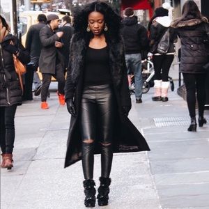 Black Coat with fur trim