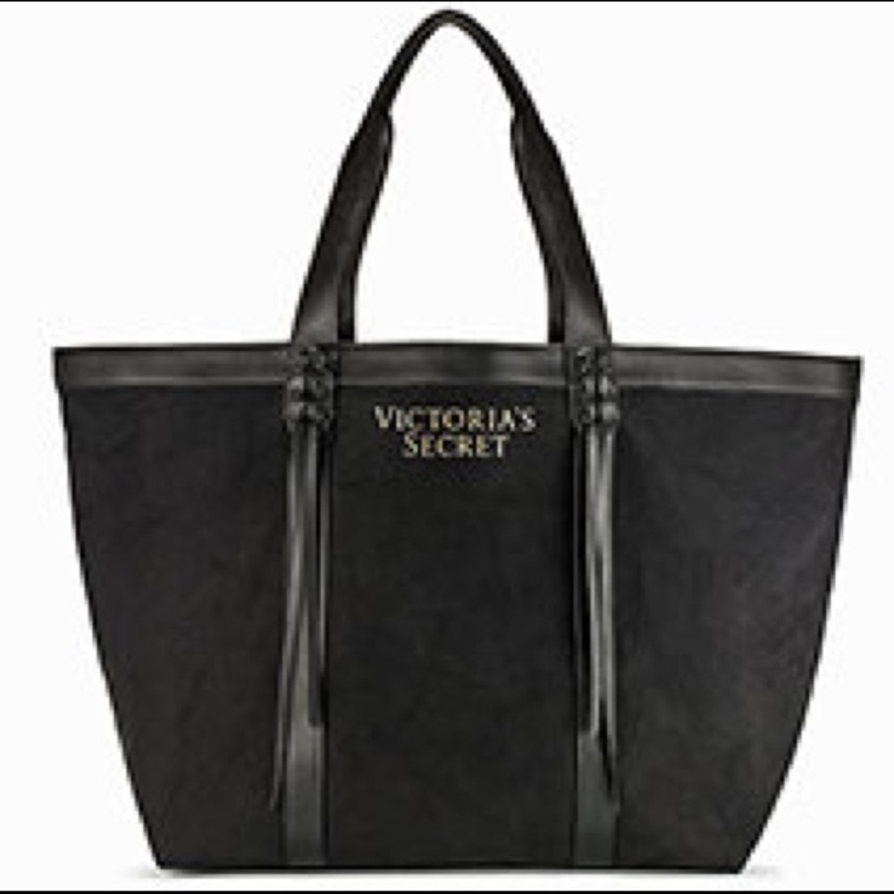Victoria's Secret Black Faux Leather Tote