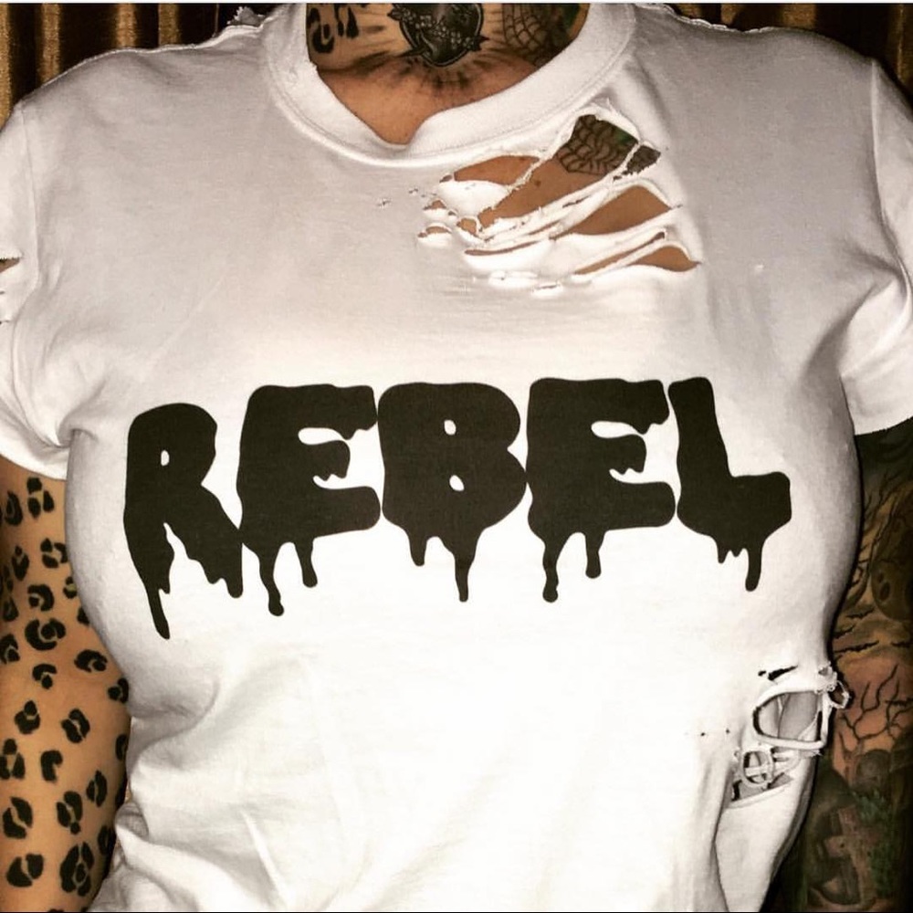 Classy Rebel brand distressed tee