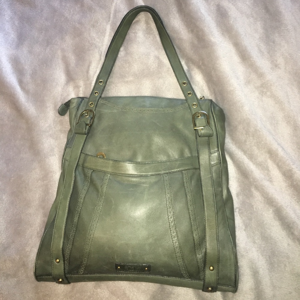 Tre Vero Olive Green Leather Tote