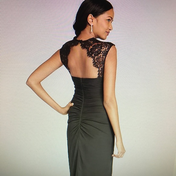 Black chiffon keyhole cocktail dress - Picture 5 of 6