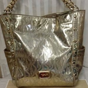 Michael Kors Gold Metallic Delancy Tote