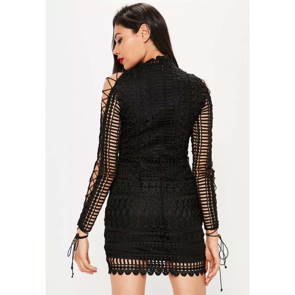 Missguided black lace up dress - Picture 3 of 3