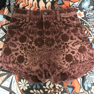 Free People Embroidered Cut Off Shorts