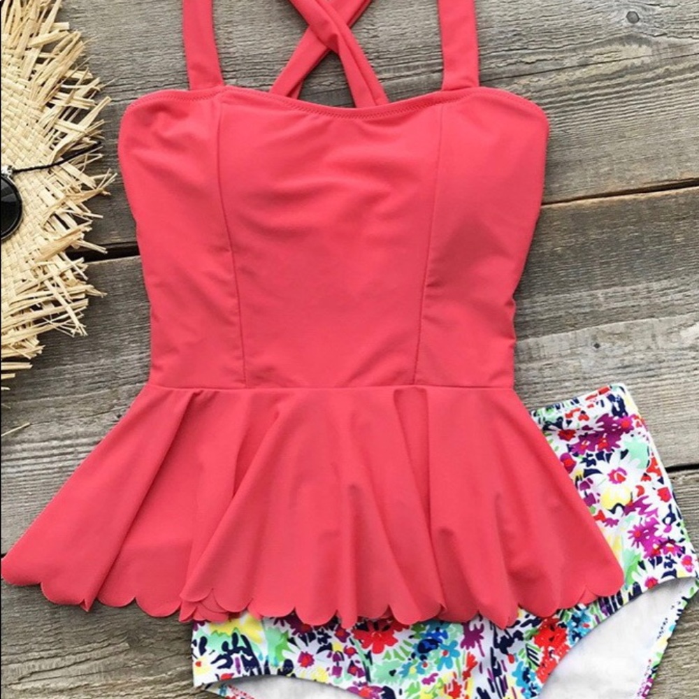 High waisted tankini set