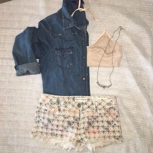 Bullhead Patterned jean shorts