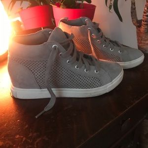 Gray wedge high top sneakers