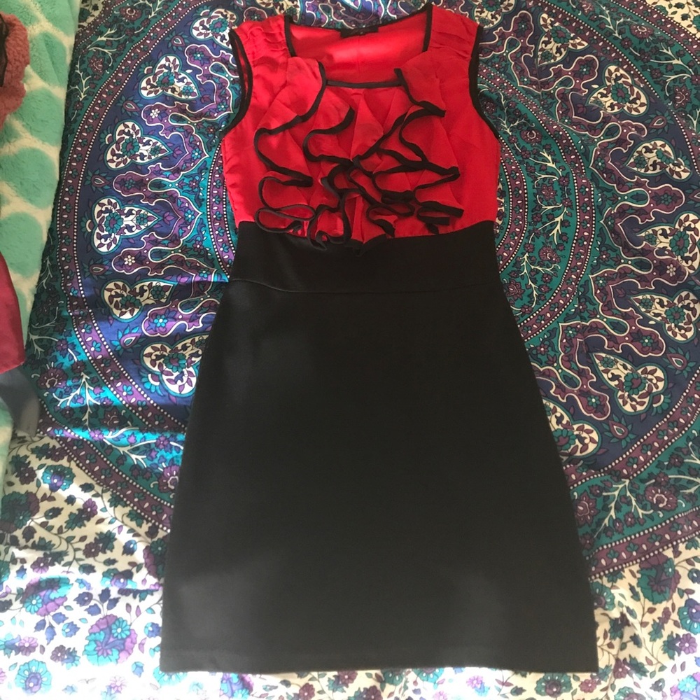 Red frilly dress with bodycon bottom