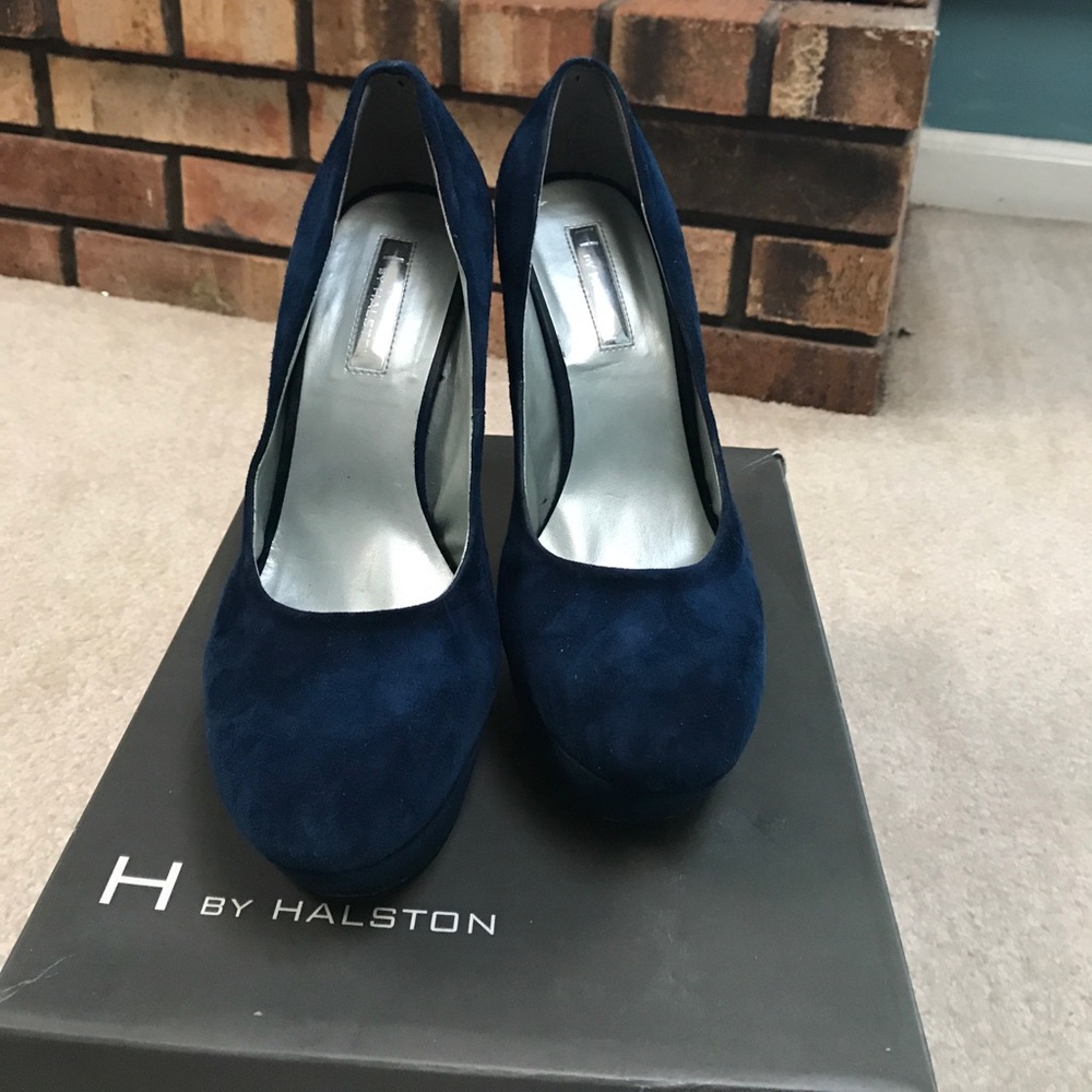 H by Halston Bakers Blue Platform Pumps