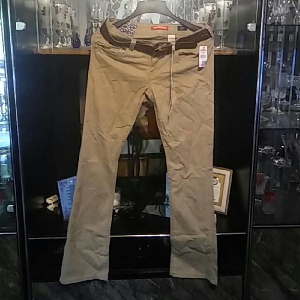 Khaki bootleg jeans