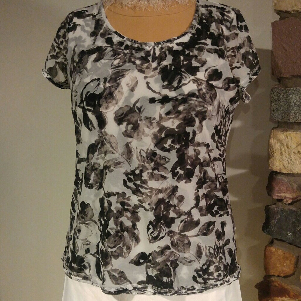 Black floral two layer top.