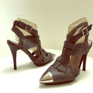 Jeffrey Campbell strappy heel gray suede pump 8.5