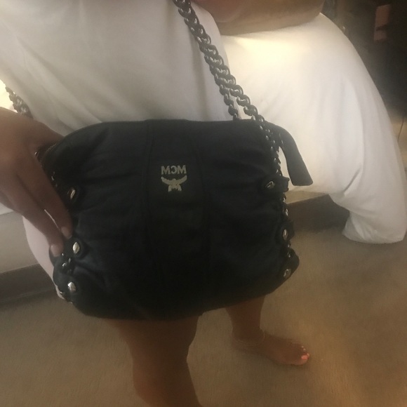 Authentic Leather MCM cross body with Chain Strap - Picture 3 of 8