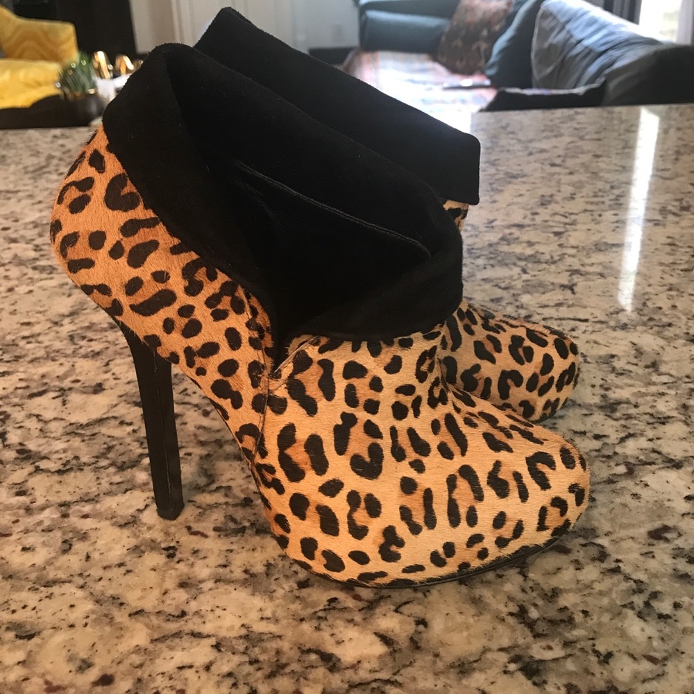 Rock & Republic pony Hair leopard heeled booties