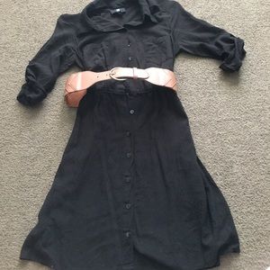 Black button down dress with belt