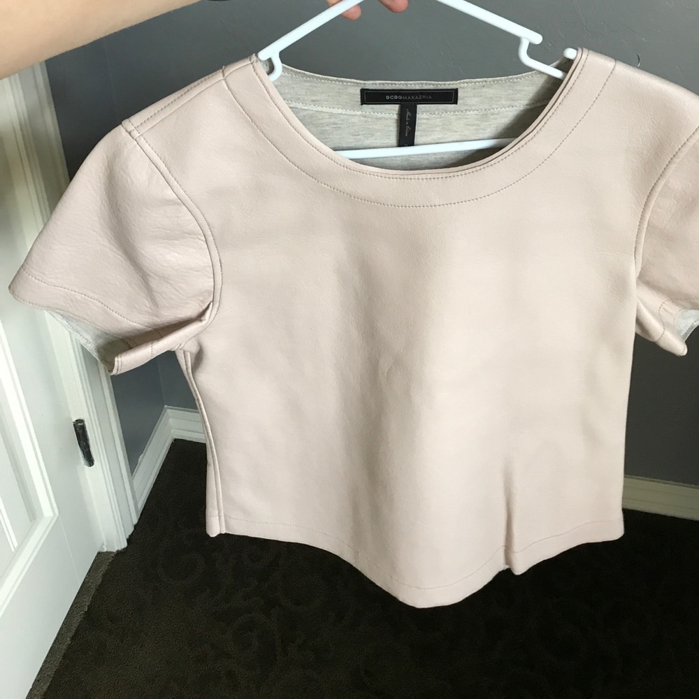 BCBG blush leather top