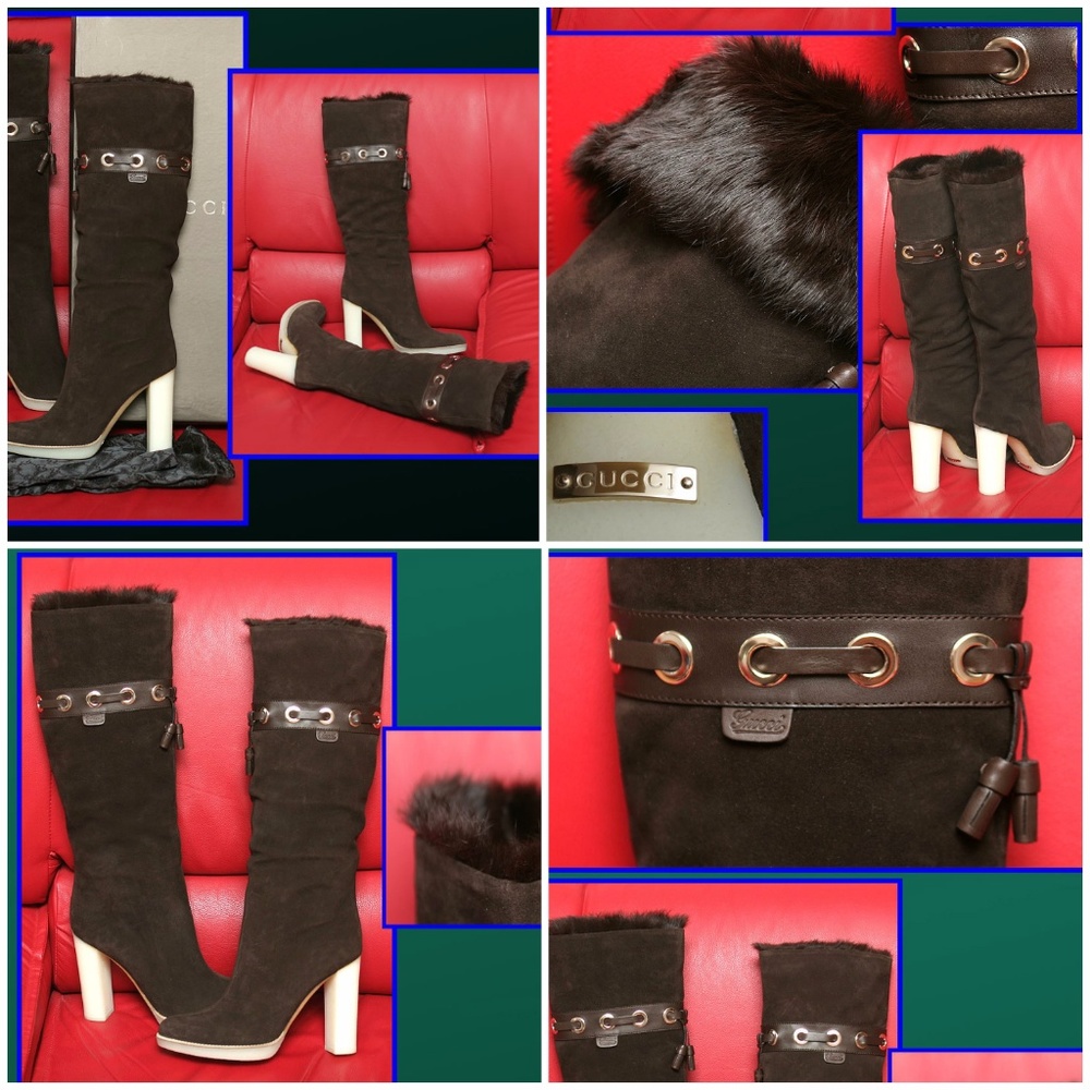 $2175 NEW RARE GUCCI MINK SUEDE BOOTS ~ Famous Ad - Picture 1 of 8