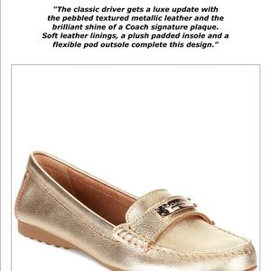 Coach Gold Loafers, NWOT, Size 10