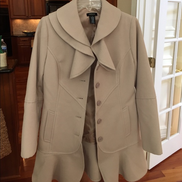 Dark cream ruffle button coat - Picture 7 of 7