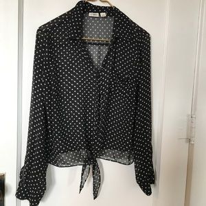 Black and white Polka dot Chiffon Material Top