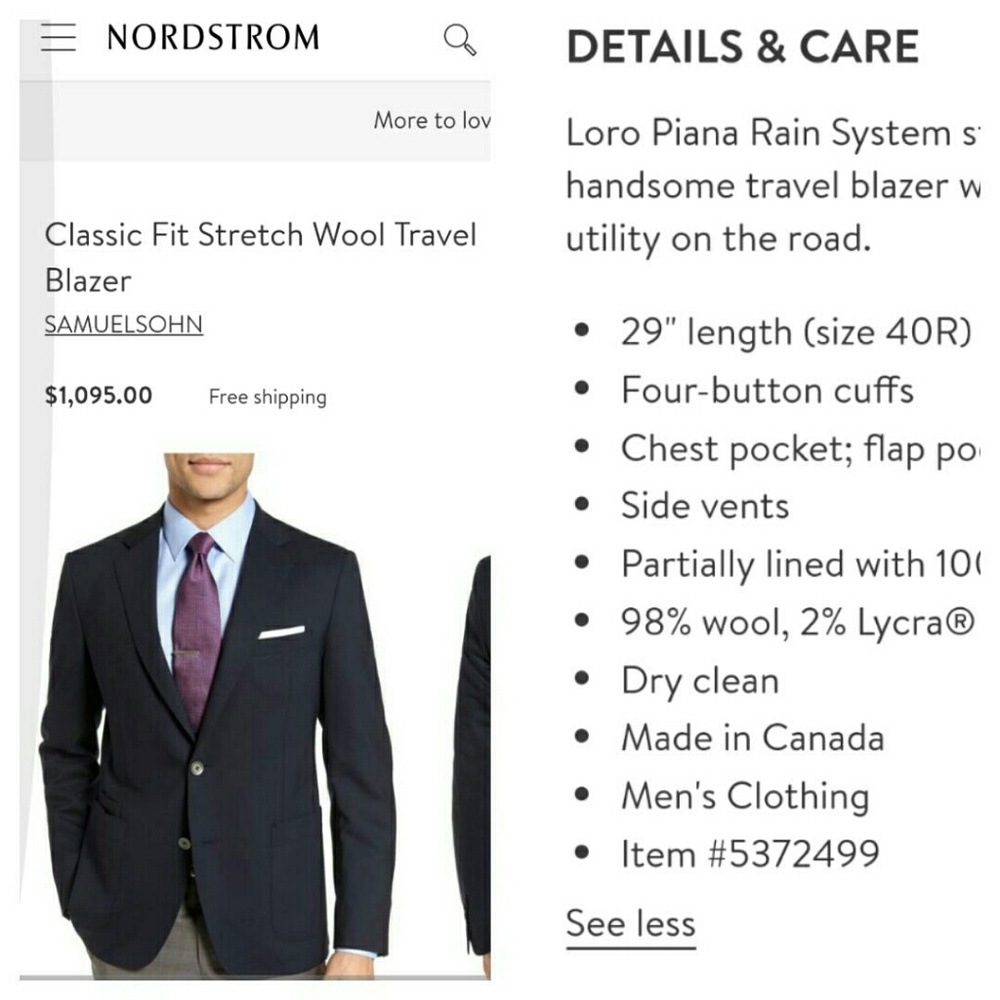 Samuelsohn All Seasons Men's Suit Jacket
