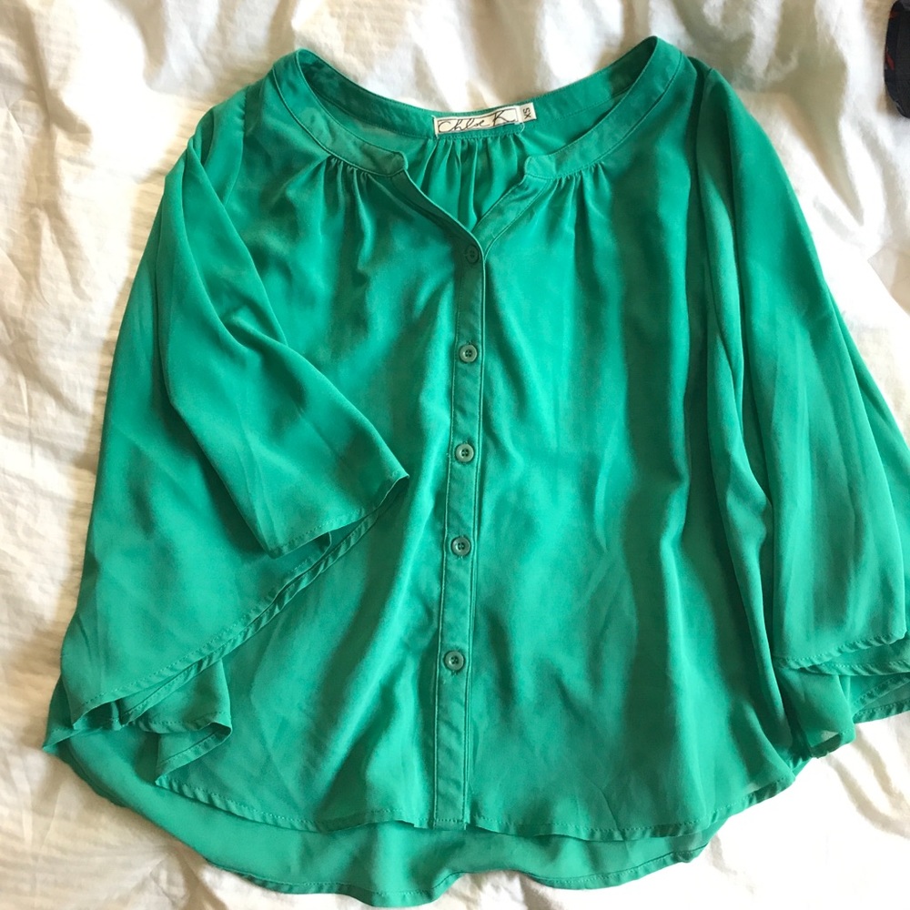 Chloe k teal blouse