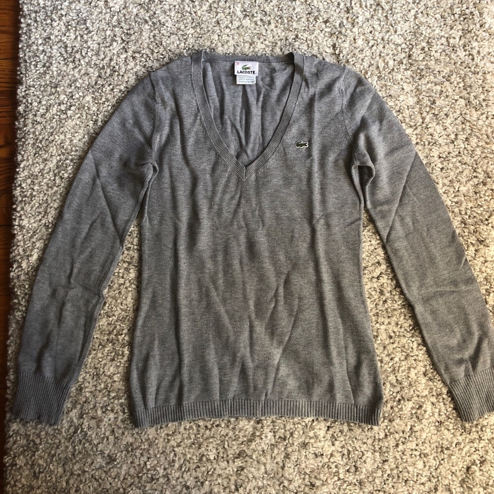 Lacoste Grey V-neck Sweater
