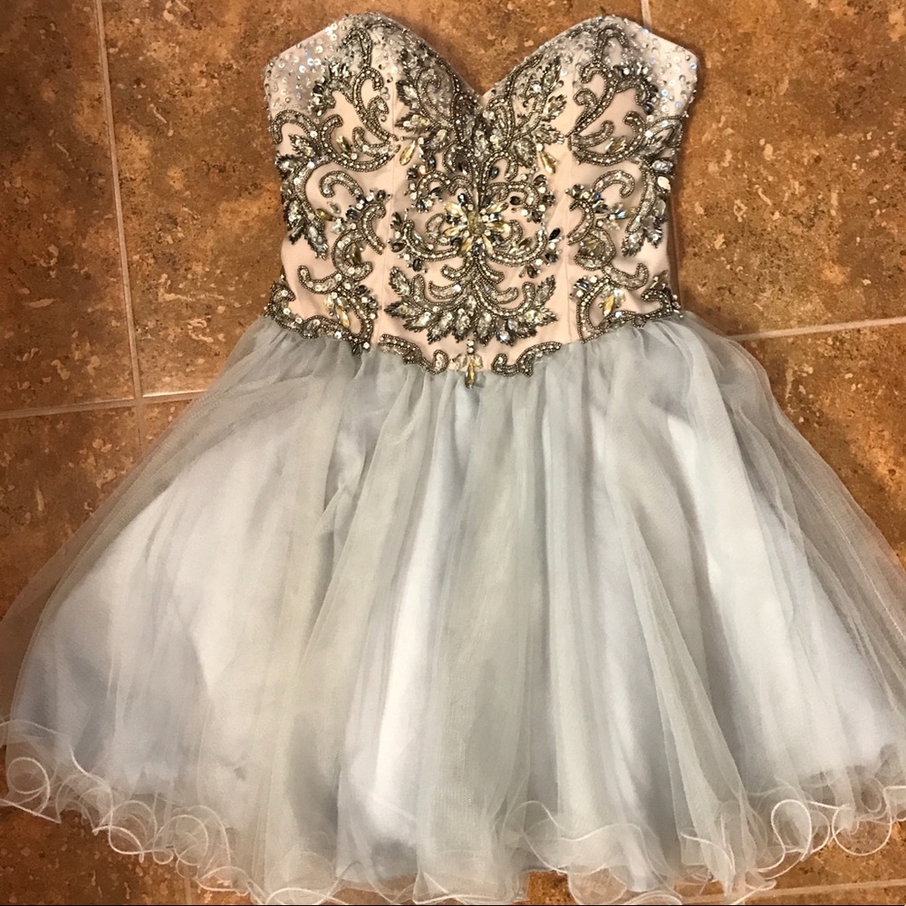 Beaded strapless homecoming dress