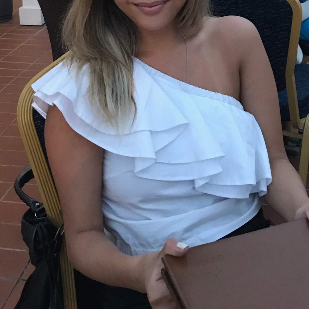 One Shoulder Ruffle Top WORN ONCE