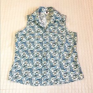 sleeveless floral print top