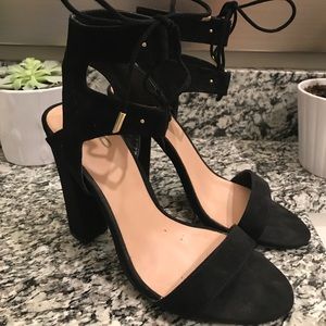 Black Suede Lace Up Heels