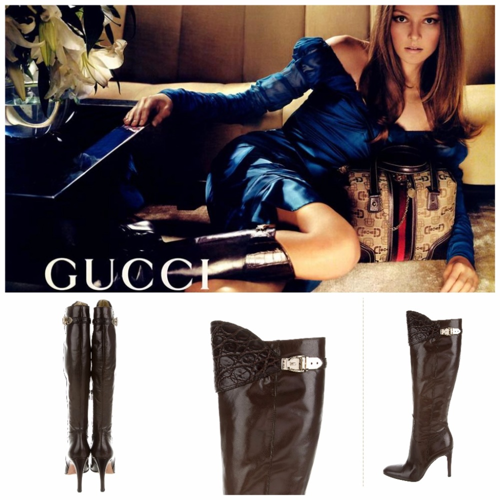 $2450 NEW TOM FORD GUCCI LEATHER & ALLIGATOR BOOTS