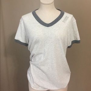 V neck ringer tee with bling