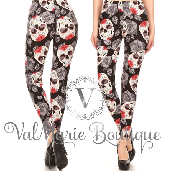 Skull Halloween Brushed Knit Legging - Picture 2 of 3