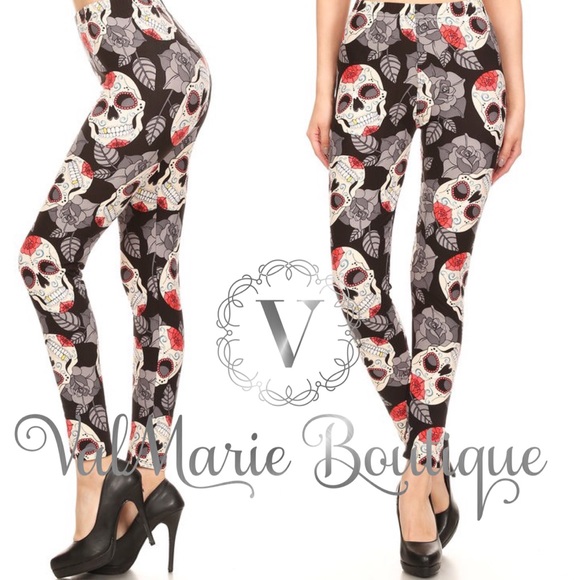 Skull Halloween Brushed Knit Legging - Picture 3 of 3