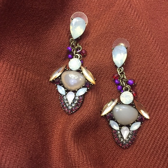 Jewelry - Opal Rose Gold Burgundy Drop Statement Earrings