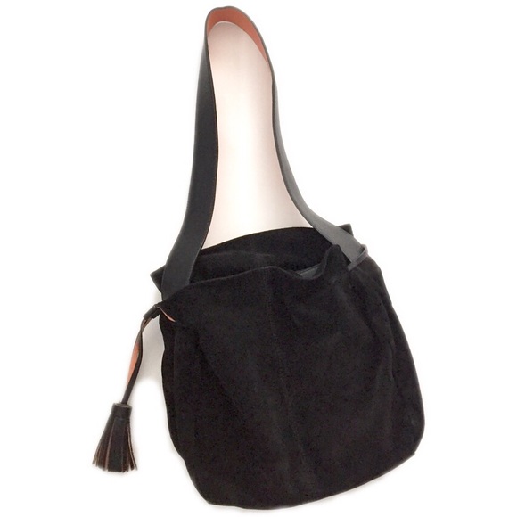 Zara Handbags - Zara Woman Black Suede Leather Shoulder Bag