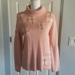 Coldwater Creek pink sweater w/presents XS