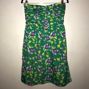 Green Floral Strapless Dress