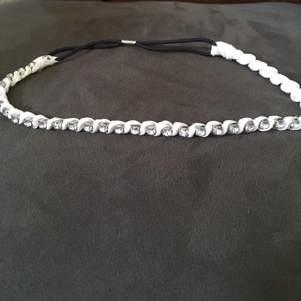 Cream and rhinestone headband