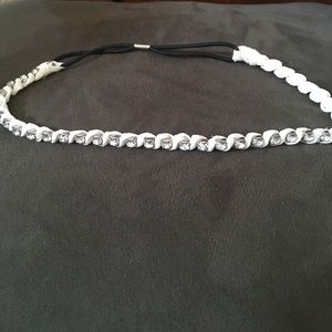 Cream and rhinestone headband