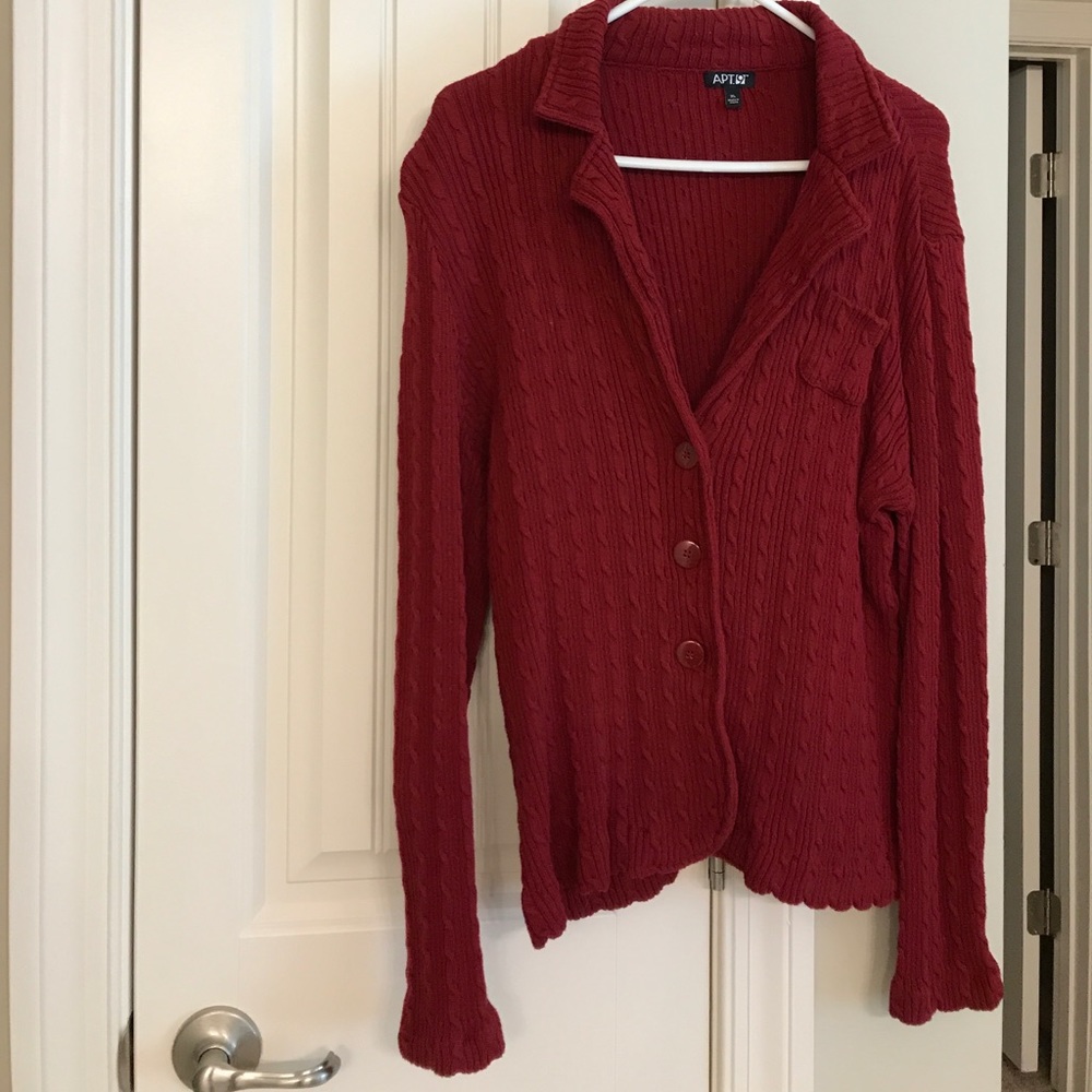 Reduced!! Red Knit Button up Cardigan, S XL