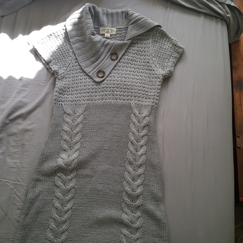 Grey Cowlneck Sweater Dress